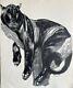 Paul Jouve Animal Lithograph Art Deco Black Panther