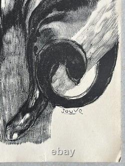 PAUL JOUVE Animal Lithograph Art Deco Black Panther