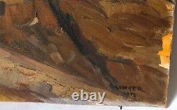 Painting Ancient Oil Signed, Landscape, Mountain, Chalet