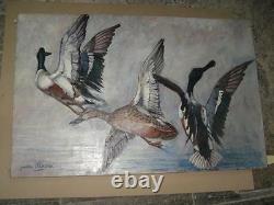 Painting, Flight Of Ducks, Signed