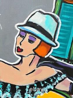 Painting Kris Milvy Art Deco Cuba Caribbean Dance 54 X 65 CM Artist Cote Droot