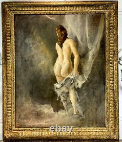 Painting / Painting / Oil On Canvas / Nude Woman Signed F. Cacan 1880 / 1979