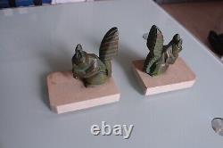 Pair Of Art Deco Squirrel-shaped Bookcases Signed H. Moreau, Hippolyte