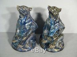 Pair Of Bookends Sandstone Flamed Of Rambervillers Signed Alphonse Citere