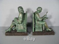 Pair Of Bookends Signed The Verrier / Bookends The Savetier And The Financier