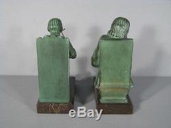 Pair Of Bookends Signed The Verrier / Bookends The Savetier And The Financier