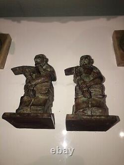 Pair Of Bronze Bookcases, Learned Monkeys, Unsigned. High. 19 CM