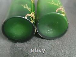 Pair Of Reels Reels Glass Emailed Decoration Flower Leaf Unsigned