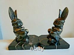 Pair Of Serre Books Rabbit Signs H. Moreau Rule And Marble Portor Art Deco 30