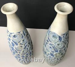 Pair of ART DECO Stoneware VASES signed Condé MOUGIN vintage antique contemporary