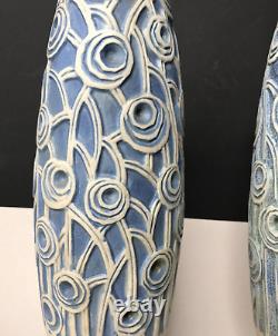 Pair of ART DECO Stoneware VASES signed Condé MOUGIN vintage antique contemporary