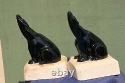 Pair of Art Deco bookends, 1930s bear signed.