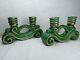 Pairs Of Antique Art Deco Ceramic Candle Holders Signed Hp