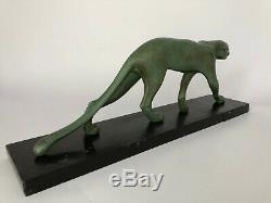 Panther Art Deco Marti Font Regule Patina Green Marble Pedestal C2522 Black 1930