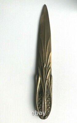 Paper Cut, Open Letter Art Deco Pineapple In Bronze 24 Cm, Signed P. A Copmant