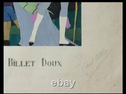 Paul Allier, The Love Letter, 1920 Color Lithograph with Stencil Coloring, Art Deco