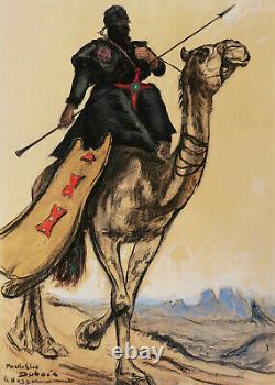 Paul Élie Dubois Watercolor Drawing Gouache Orientalist Painting Algeria Hoggar
