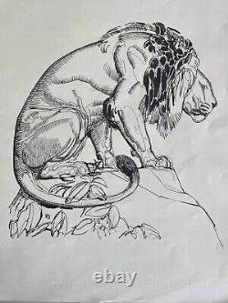 Paul JOUVE Animal Engraving ART DECO Lion Lioness