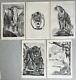 Paul Jouve Lot 5 Animal Sketches Art Deco Elephant Panther Rhinoceros Lion