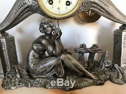 Pendulum Clock Signed Art Deco Silver French Clock Limousin 1925 Christmas Gift