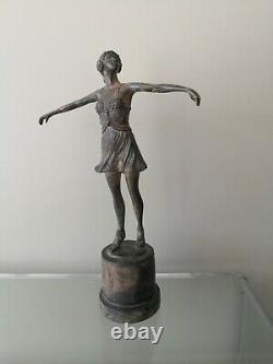 Pierre Chenet Superbe Bronze Brown Patina Dancer Art Deco