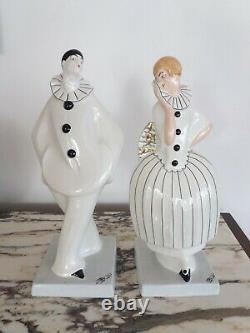 Pierrot And Colombine, Signed Dax, Orchies, Art Deco