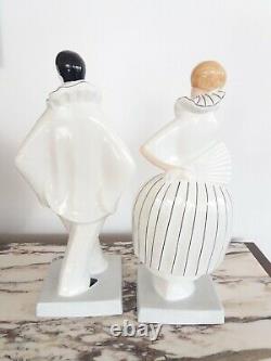 Pierrot And Colombine, Signed Dax, Orchies, Art Deco