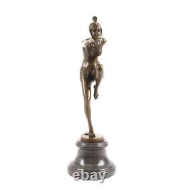 Polished Art Deco bronze figure dancer Con Brio after F. Preiss