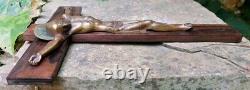 Precious Crucifix Modernist 1930 Signed Bronze/ebène By Macassar Art Deco