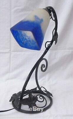 Pretty Lamp Table Wrought Iron Art Deco Signed Tulip