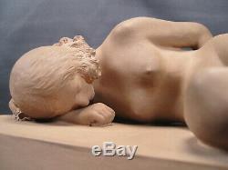 Proof Statue Terracotta Art Deco Naked Woman Sleeping Signed Daniel D. 1930