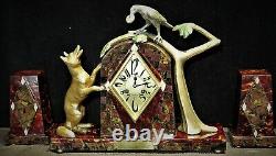 Rare And Superb Trim / Pendulum Signed P. Sega In Galalithe Art Deco Clock