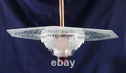Rare Art Deco Chandeliers Crystal Etched Disc Sign Ezan, Chandelier Ceiling Light