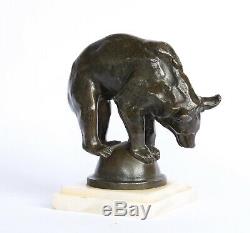 Rare Car Mascot Art Deco Balance Bear In Bronze Signed