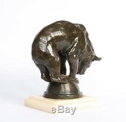 Rare Car Mascot Art Deco Balance Bear In Bronze Signed
