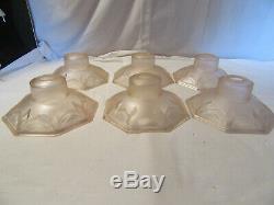 Rare Chandelier Signed Muller Freres 6 Tulip Cups And A Basin Bronze Mount