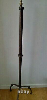Rare Floor Lamp Art Deco Crudeist Wrought And Hammered Iron Signed Very Nice Condition
