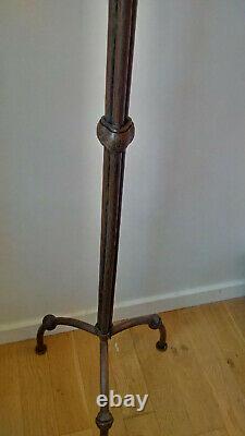 Rare Floor Lamp Art Deco Crudeist Wrought And Hammered Iron Signed Very Nice Condition