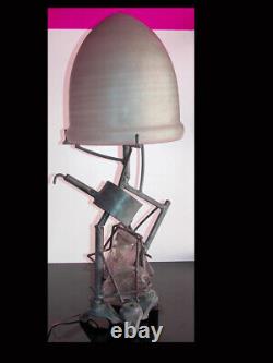 Rare Lampe Sculpture Signed S. Contini Around 1980 Art Brut