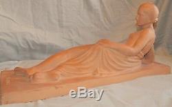 Rare Nude, Terracotta Art Deco Sculpture Signed Octave Larrieu (1881-1965)