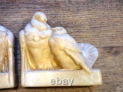 Rare Pair of Art Deco Bookends in Hard Wax, Signed Signature to Identify
