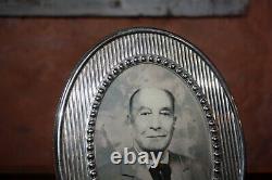 Rare Picture Frame Christian Dior Signed Silver Metal And Mahogany Signed