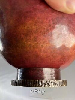 Rare Vase On Foot Claudius Linossier Dinanderie Art Deco Sign