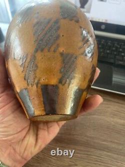 Rare sandstone vase signed Greber art deco