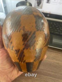 Rare sandstone vase signed Greber art deco