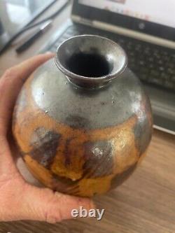 Rare sandstone vase signed Greber art deco