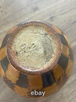 Rare sandstone vase signed Greber art deco