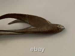 Rare vintage automobile or airplane mascot in bronze Art Deco swallow signed