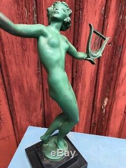 Regule Art Deco Sign Fayral 1930 Naked Woman In La Harpe