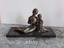 Regule Test Signed Balleste Woman and Child Art Deco